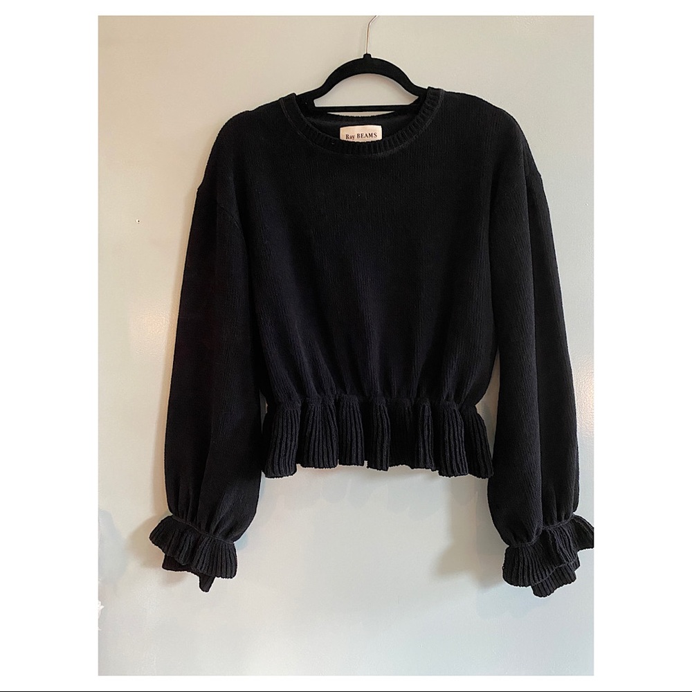BEAMS Japan Black Ruffle Sweater
